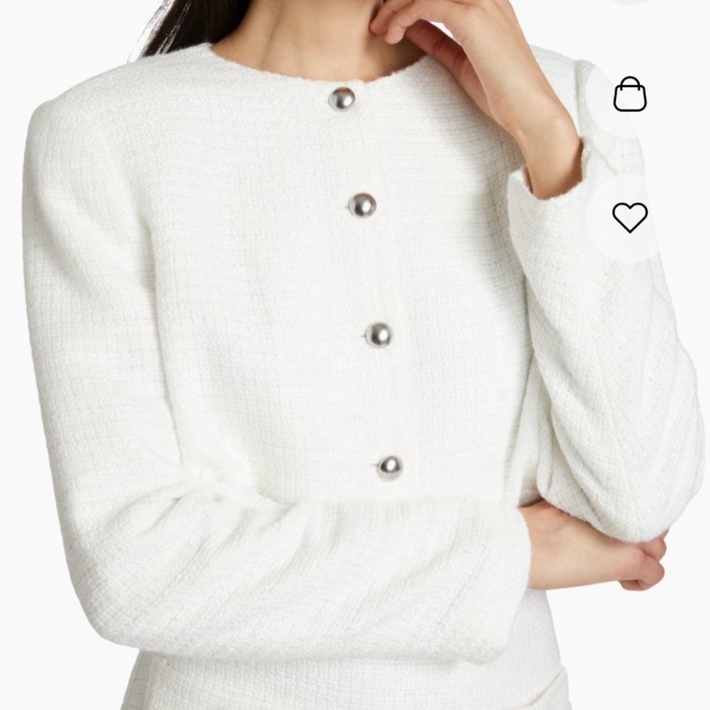 Reformation-Trista tweed jacket in white